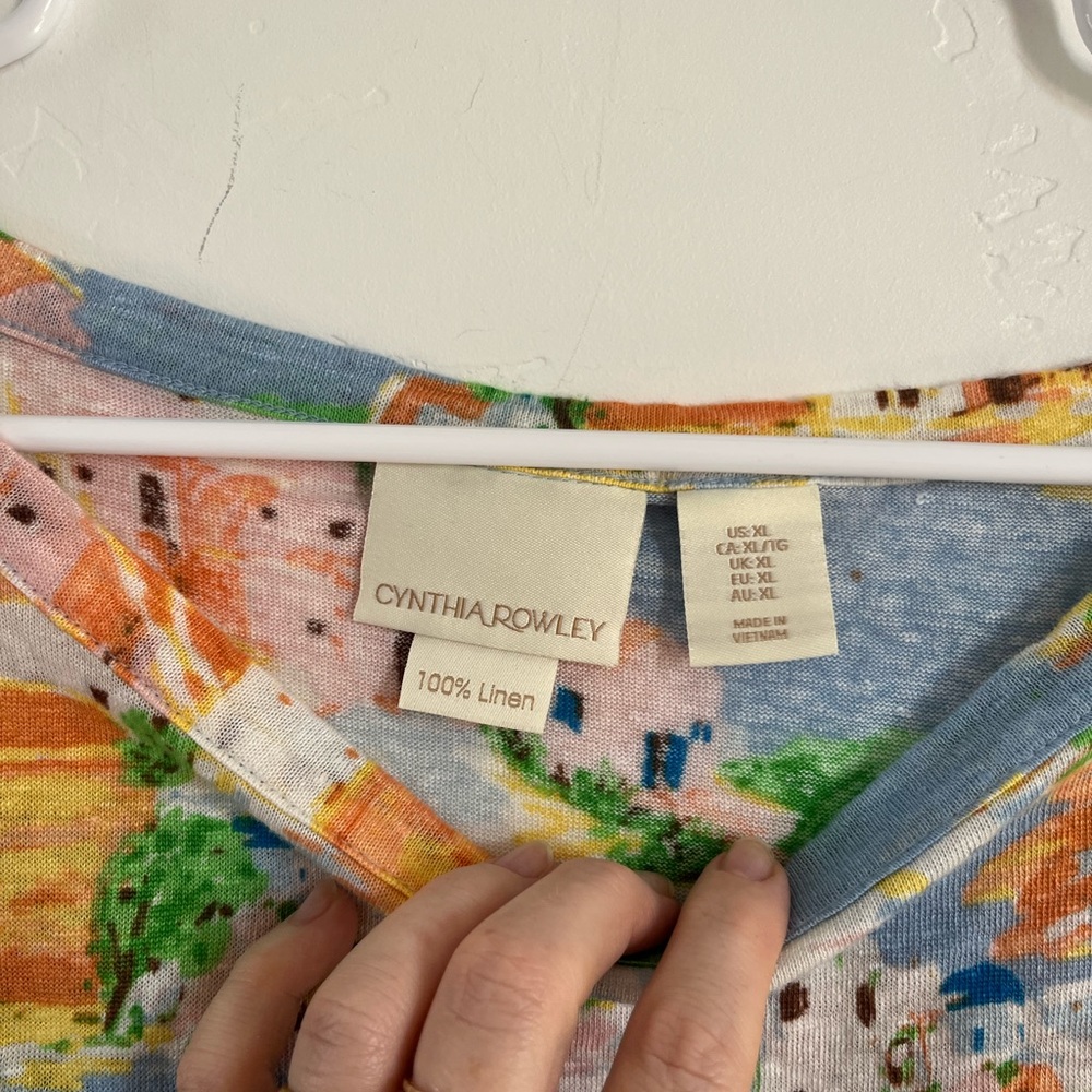 Cynthia Rowley 100% Linen Colorful Top Size XL - Picture 2 of 5